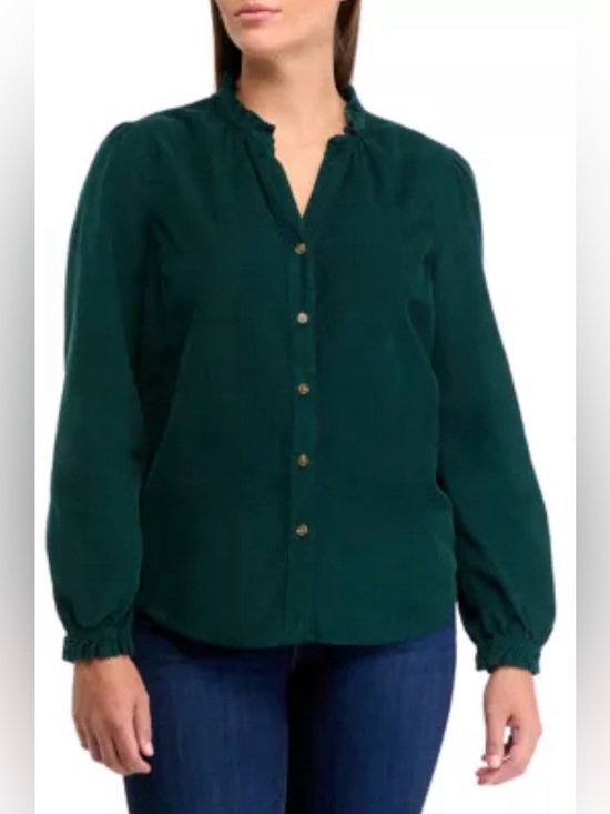 Wonderly Tops - Wonderly Teal Ruffled Women's Shirt